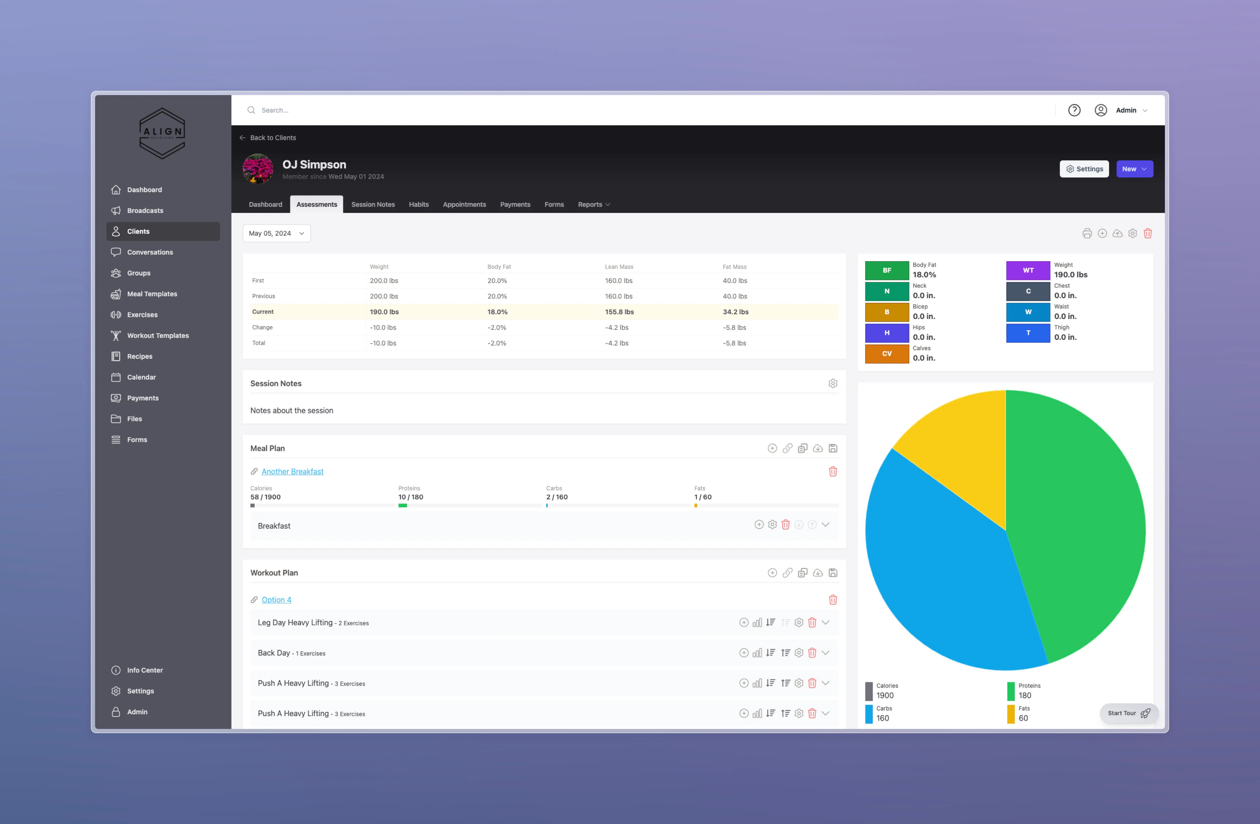 Screenshot of Align Nutrition project